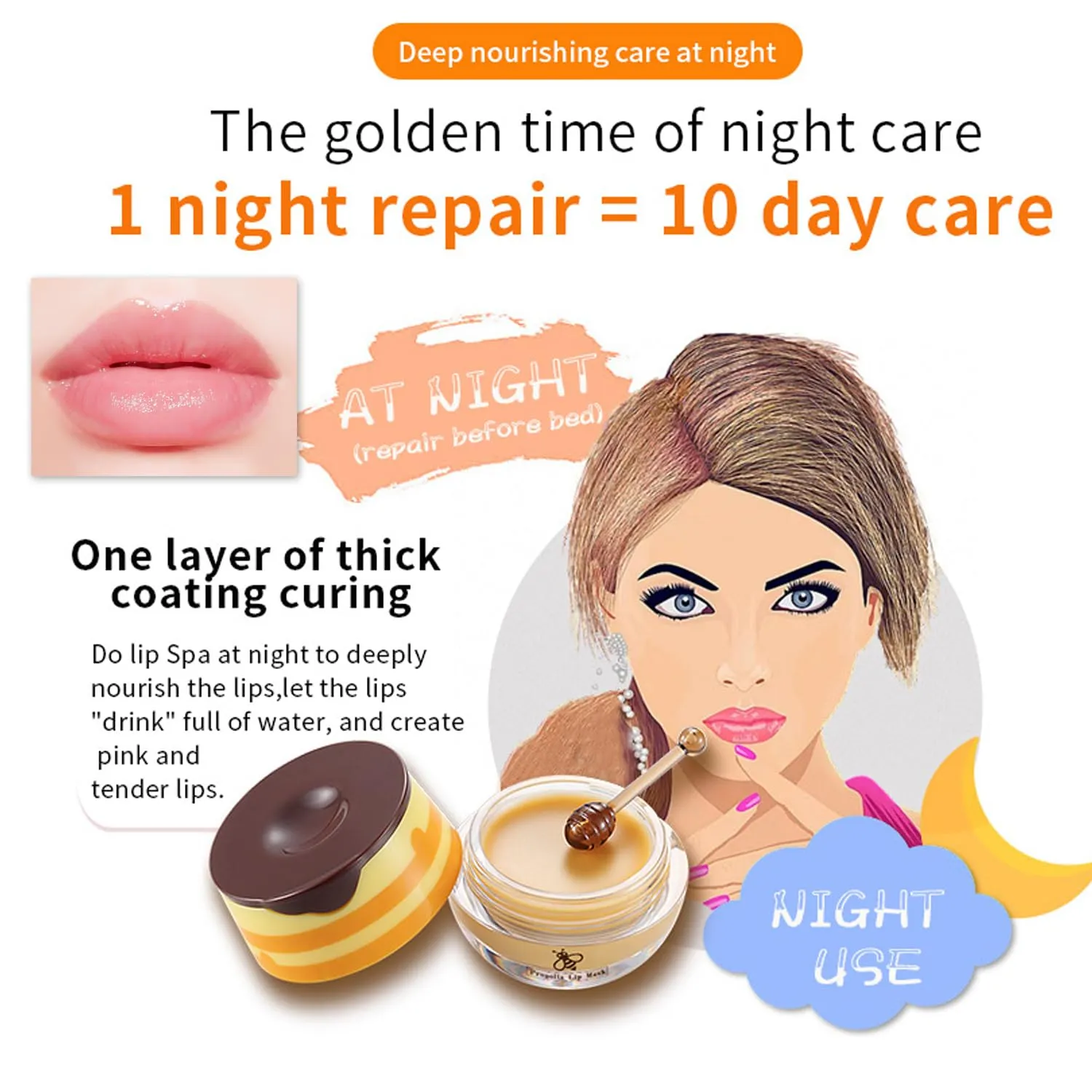 4 PCS Bee Lip Balm Honey Pot,Strawberry&Watermelon&Honey&Apple Lime Lip Mask Overnight Hydrating Prevention Dry and Cracked Lip Scrubs Exfoliator Lip Care, Lip Sleeping Mask Reduces Lip Lines