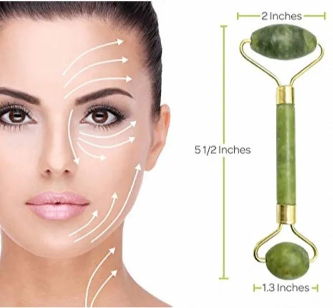 Importikaah Natural Jade Facial Roller Set: Anti-Aging Massager (2 pcs)