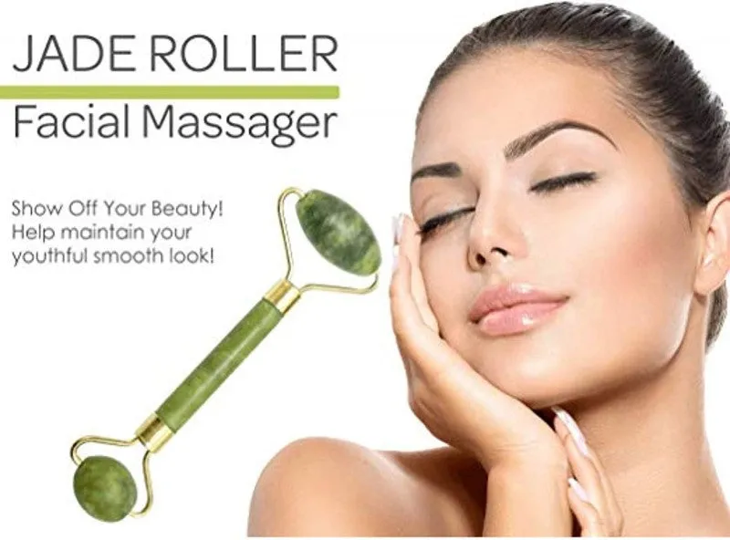 Importikaah Natural Jade Facial Roller Set: Anti-Aging Massager (2 pcs)