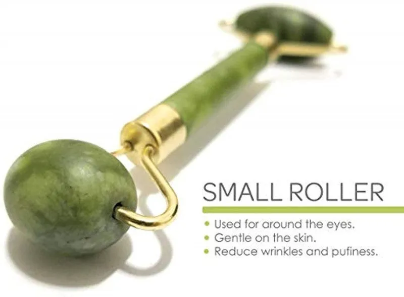 Importikaah Natural Jade Facial Roller Set: Anti-Aging Massager (2 pcs)