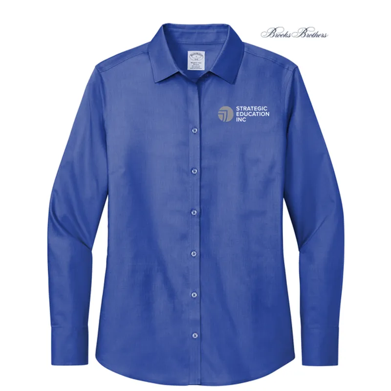 NEW SEI Brooks Brothers Womens Wrinkle-Free Stretch Nailhead Shirt - Cobalt Blue