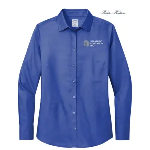NEW SEI Brooks Brothers Womens Wrinkle-Free Stretch Nailhead Shirt - Cobalt Blue