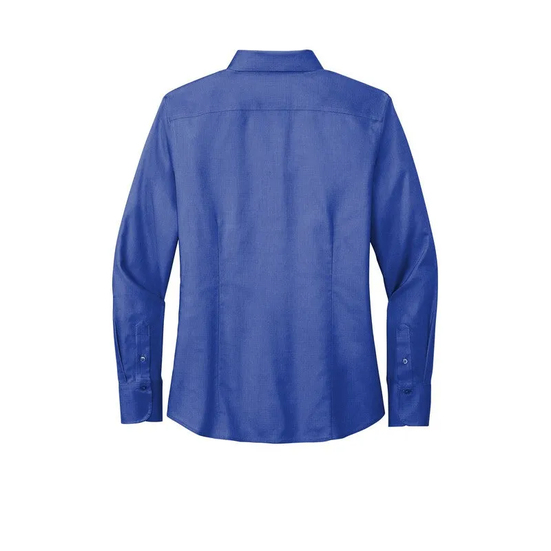 NEW SEI Brooks Brothers Womens Wrinkle-Free Stretch Nailhead Shirt - Cobalt Blue