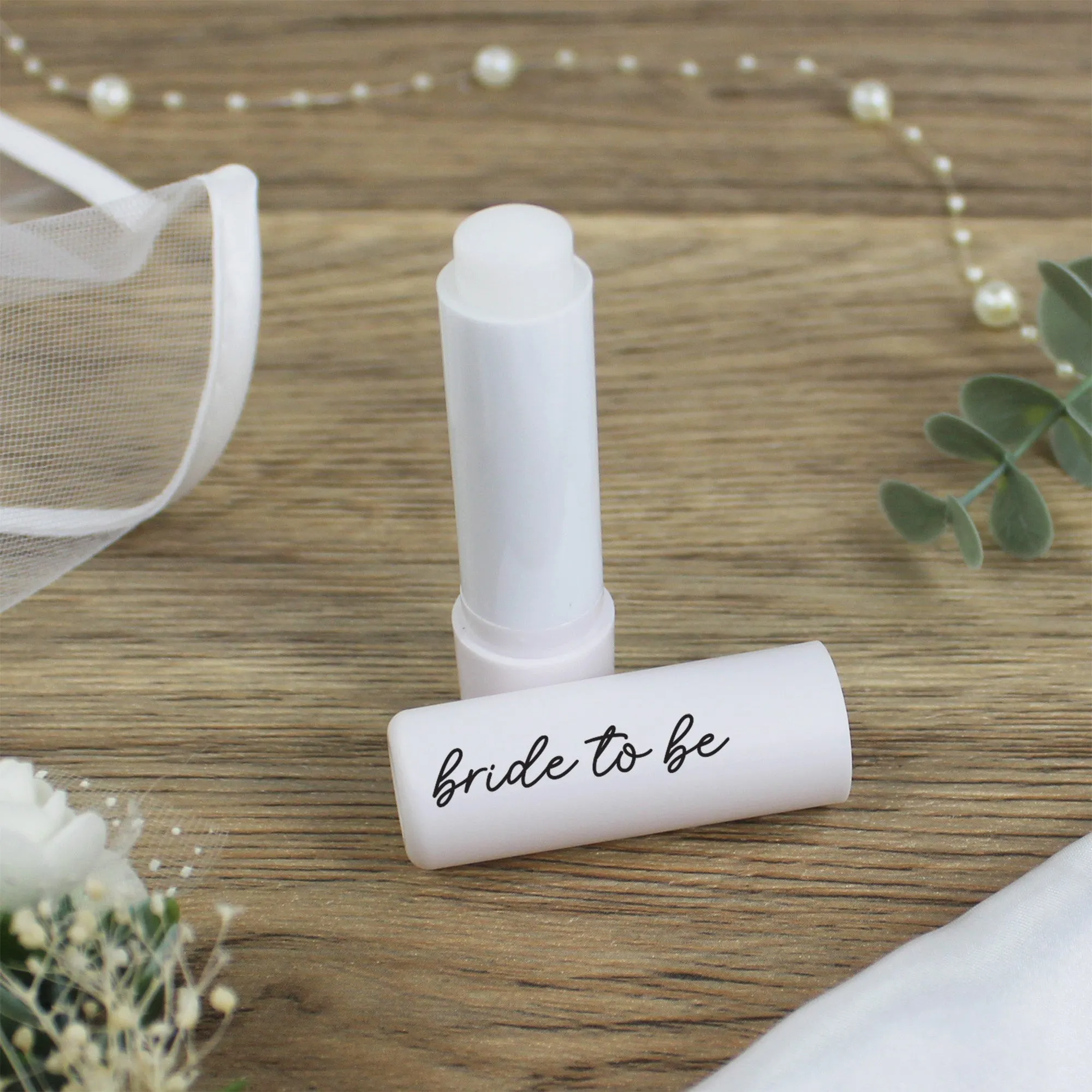 Personalised Pink Team Bride & White Bride Lip Balms